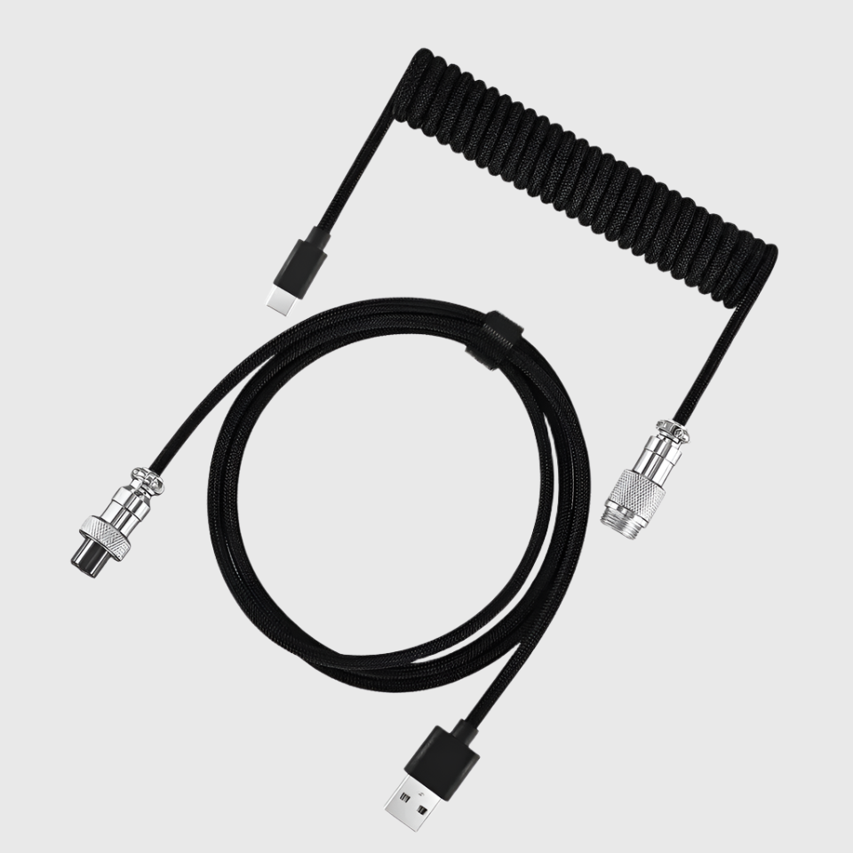 Coiled Cable - 3M Type C Coiled Keyboard Cable with Aviator Connector